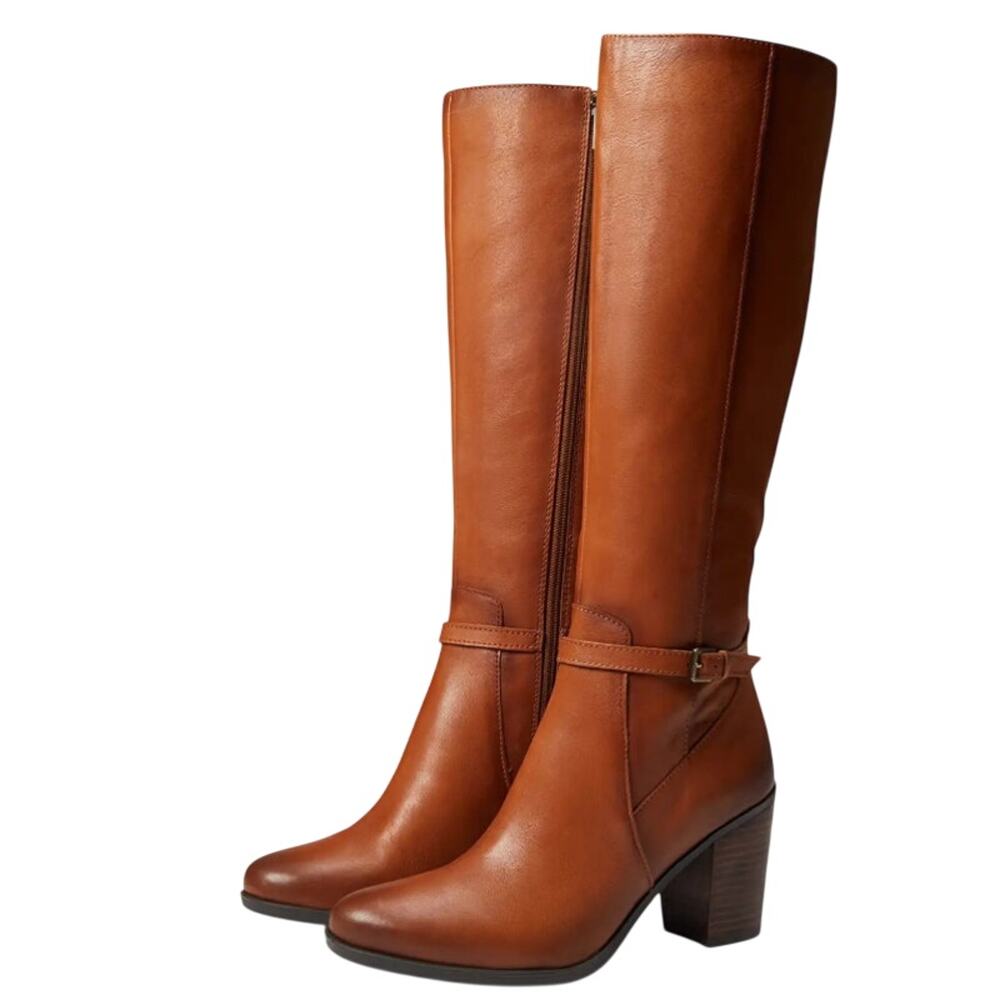 Naturalizer Womens Kalina Knee High Boots Size 9.5 Wide Brown Leather EUC